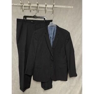 Coogi Suit Men 50XL Gray Blue‎ Striped 2B Wool Blend Academia 44X33 Pants Luxury